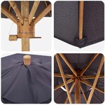 vidaXL Parasol de jardin Ø 270 x 260 cm Bambou Rond Gris foncé