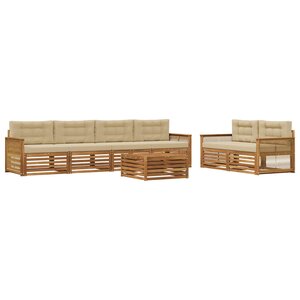 vidaXL Ensemble de canapés d'extérieur 7 Pièces Naturel et Beige