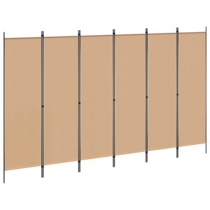 vidaXL Paravent à 6 panneaux Beige 300 x 180 cm Tissu