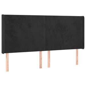 vidaXL Tête de lit avec oreilles Noir 183x16x118/128 cm Velours