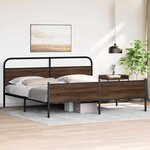 vidaXL Cadre de lit en métal sans matelas chêne marron 180x200 cm