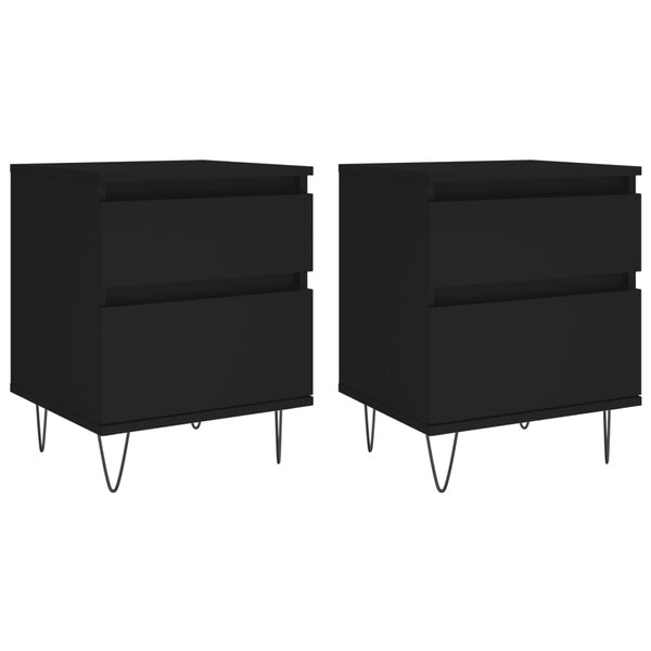 vidaXL Tables de chevet 2 Pièces noir 40x35x50 cm bois d’ingénierie