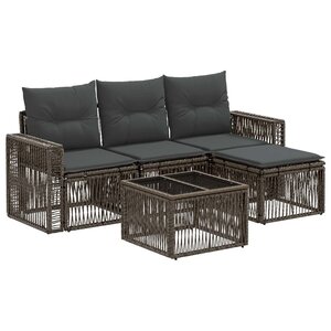 vidaXL Ensemble de canapé de jardin 5 pc Gris et Gris foncé polyrotin