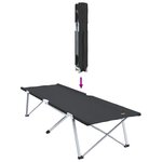 vidaXL Lit de camping pliant Noir 62 x 194 x 42 cm Tissu Oxford