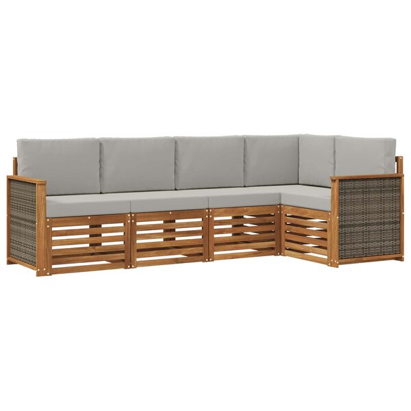 vidaXL Ensemble de canapé d'angle 4 Pièces Naturel et gris clair