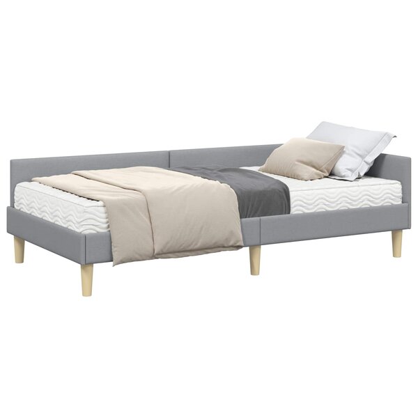 vidaXL Cadre de lit d'angle avec matelas 2 pc Gris clair 90 x 200 cm