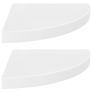 vidaXL Étagères d'angle flottantes 2Pièces blanc brillant 35x35x3 8cm MDF