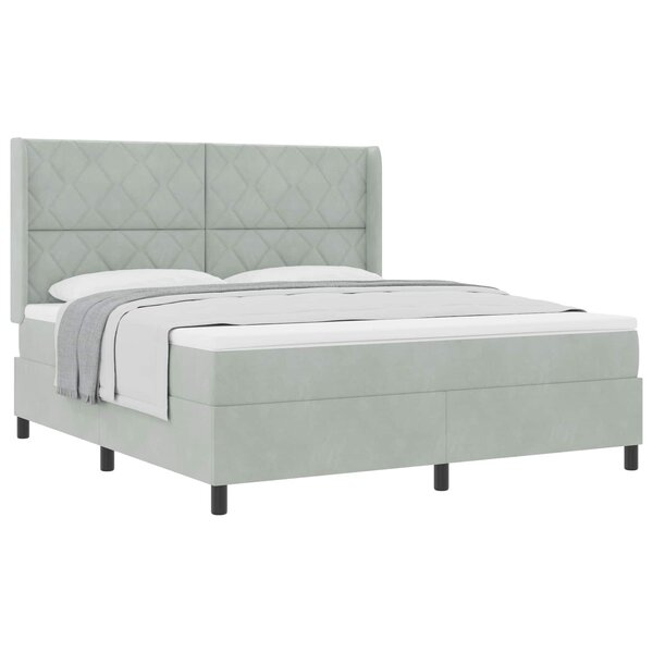 vidaXL Lit à ressorts avec matelas Gris clair 180 x 200 cm Velours
