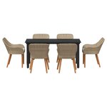 vidaXL Ensemble de salle à manger pour jardin 7 Pièces Beige polyrotin