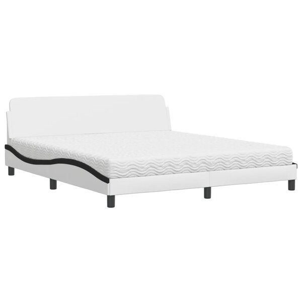 vidaXL Lit avec matelas blanc et noir 180x200 cm similicuir