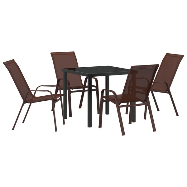 vidaXL Ensemble de salle à manger de jardin 5 pièces en Textilène marron et acier