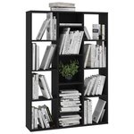 vidaXL Séparateur de pièce/Bibliothèque Noir Bois d’ingénierie