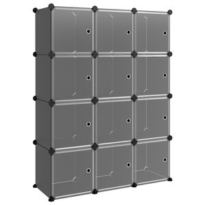 vidaXL Cubes de rangement 12 Pièces avec portes noir PP