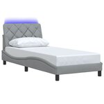 vidaXL Cadre de lit avec LED sans matelas gris clair 90x200 cm tissu