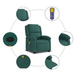 vidaXL Fauteuil inclinable de massage Vert foncé Tissu