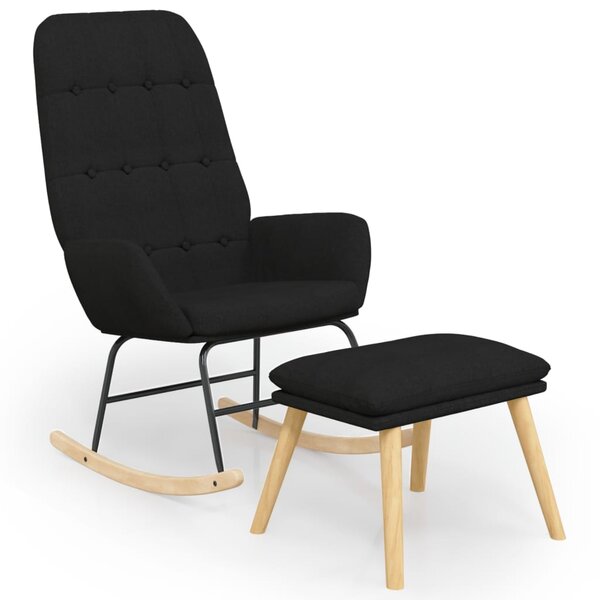 vidaXL Chaise à bascule avec repose-pied Noir Tissu