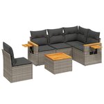 vidaXL Salon de jardin 6 Pièces avec coussins gris résine tressée