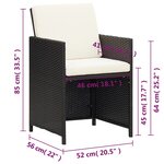 vidaXL Chaises à manger de jardin et coussins lot de 4 noir poly rotin