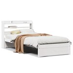 vidaXL Cadre de lit avec tête de lit sans matelas blanc 90x190 cm