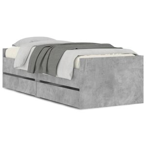 vidaXL Cadre de lit avec tiroirs sans matelas gris béton 90x190 cm