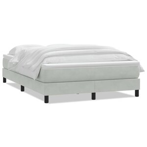 vidaXL Sommier à lattes de lit et matelas gris clair 160x210cm velours