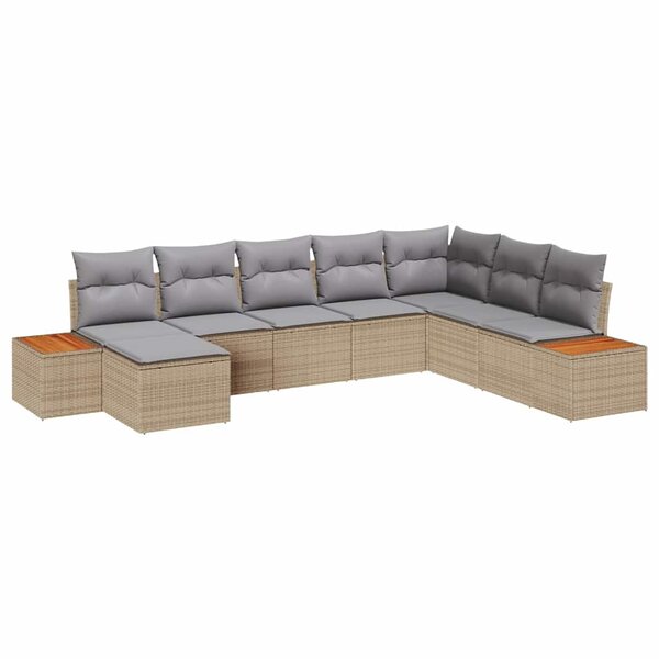 vidaXL Ensemble de canapé de jardin 9 Pièces Beige et Gris clair