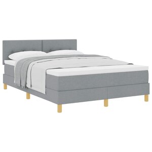 vidaXL Lit à ressorts avec coussin Gris clair 140 x 200 cm tissu
