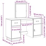vidaXL Ensemble de coiffeuse avec miroir noir bois de pin solide