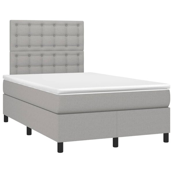 vidaXL Sommier à lattes de lit et matelas gris clair 120x190 cm tissu