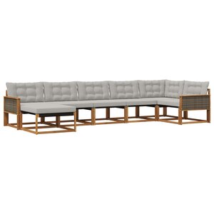 vidaXL Ensemble de canapés d'extérieur 7 Pièces Naturel et gris clair