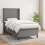 vidaXL Sommier à lattes de lit et matelas Gris foncé 90x190 cm Tissu