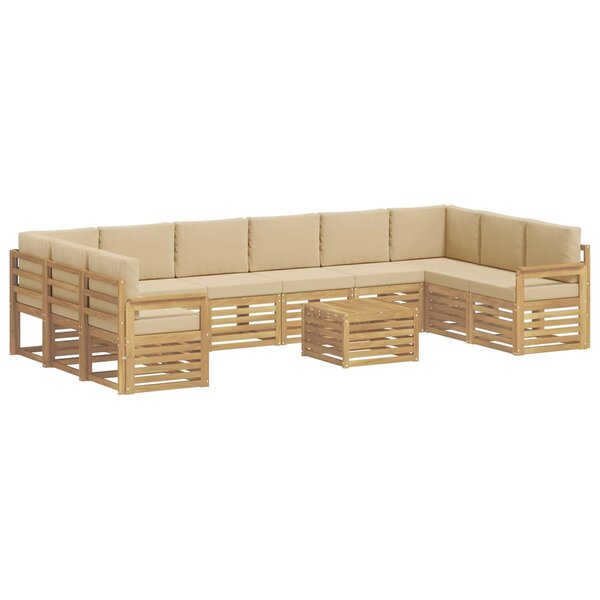 vidaXL Ensemble de canapés d'extérieur 8 Pièces Blanc et Beige