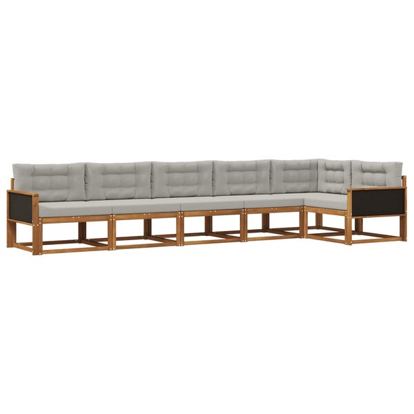 vidaXL Ensemble de canapés d'extérieur 6 pc Naturel et Gris clair