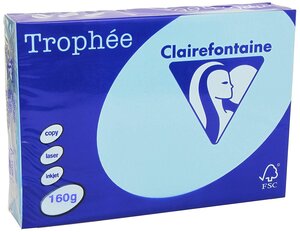 Ramette 250 Feuilles Papier 160g A4 210x297 mm Bleu alizé TROPHÉE