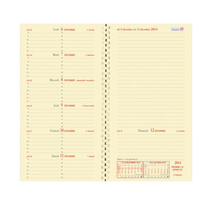 Recharge (Sans Couverture) Agenda Italnote Spirale 8,8 x 17 cm QUOVADIS