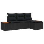 vidaXL Ensemble de canapé de jardin 4 Pièces Noir 184 x 62 x 85 cm