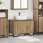 vidaXL Cabinet Sous Évier avec porte Chêne artisanal 91 x 35 x 60 cm