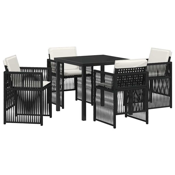 vidaXL Ensemble de salle à manger pour jardin 5 Pièces Noir Poly rotin