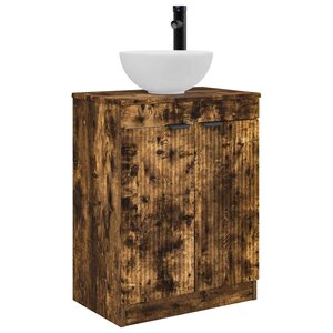 vidaXL Meuble de salle de bain avec évier Chêne fumé 54 x 35 x 83 cm
