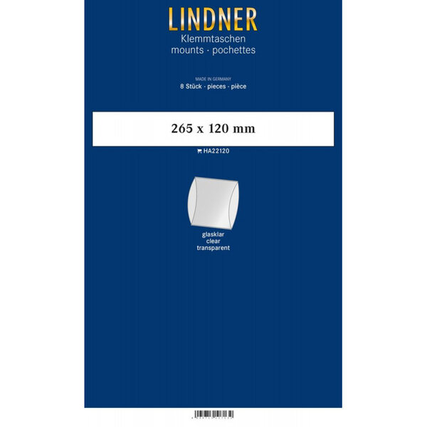 Bandes double soudure 265 x 120 mm pour blocs  carnets de timbres. Fond - Transparent