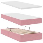 vidaXL Lit de rangement LED avec matelas Rose 180 x 200 cm Velours