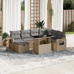 vidaXL Salon de jardin avec coussins 8 Pièces beige résine tressée