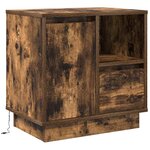 vidaXL Table de chevet avec lumières LED Chêne fumé 50x34 5x50 cm