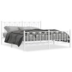 vidaXL Cadre de lit métal sans matelas et pied de lit blanc 180x200 cm
