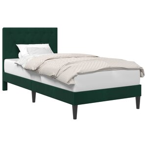 vidaXL Cadre de lit avec tête de lit Vert foncé 90 x 190 cm Velours