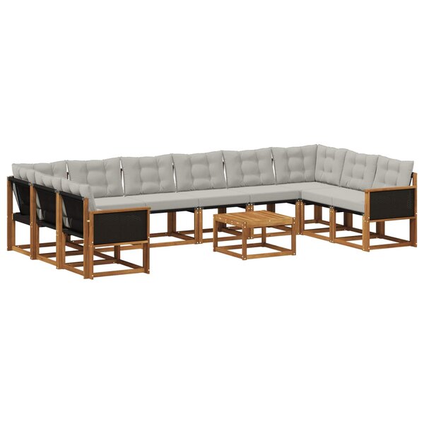 vidaXL Ensemble de canapés d'extérieur 11 pc Naturel et Gris clair