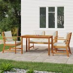 vidaXL Ensemble à manger de jardin 4 Pièces coussins Bois acacia