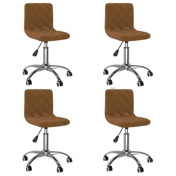 vidaXL Chaises à dîner pivotantes 4 Pièces Marron Velours
