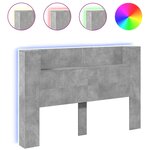 vidaXL Armoire tête de lit avec LED gris béton 160x16 5x103 5 cm