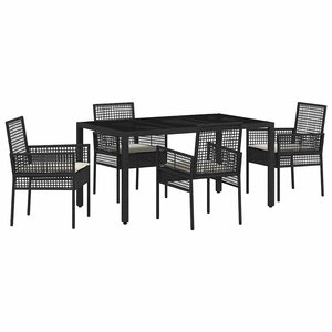 vidaXL Ensemble de salle à manger pour jardin 5 Pièces Noir polyrotin